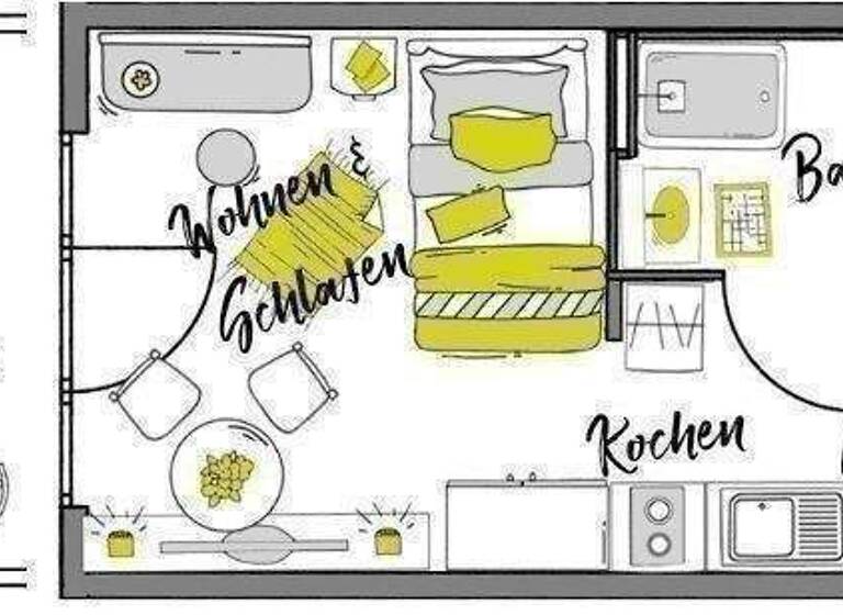 Studio zur Miete 519 € 1 Zimmer 23 m² 1. Geschoss frei ab 15.03.2026 Schmollerstraße 55 Heilbronn 74074