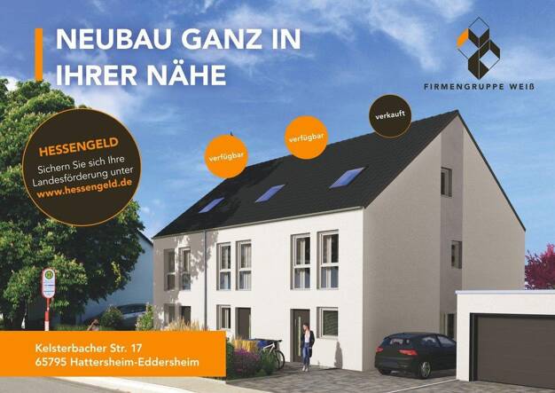 Reihenendhaus zum Kauf - Erstbezug provisionsfrei 697.700 € 5 Zimmer 140,3 m² 205 m² Grundstück frei ab 01.07.2026 Kelsterbacher Str. 17 Eddersheim Hattersheim-Eddersheim 65795