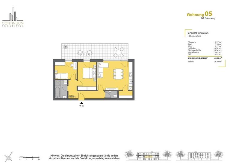 Wohnung zum Kauf - Erstbezug 3 Zimmer 69 m² Finkenweg 17 Hard 6971