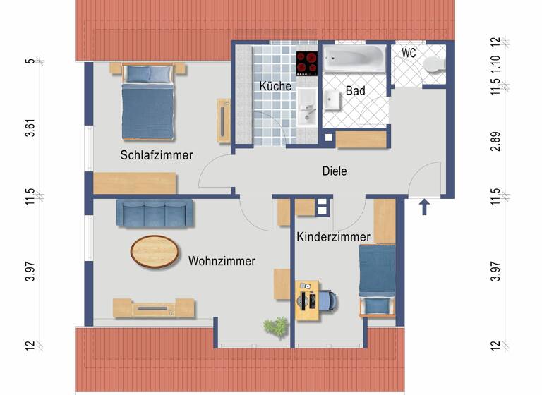 Wohnung zum Kauf 189.000 € 3 Zimmer 67 m² 3. Geschoss frei ab sofort Berkheim Esslingen 73734