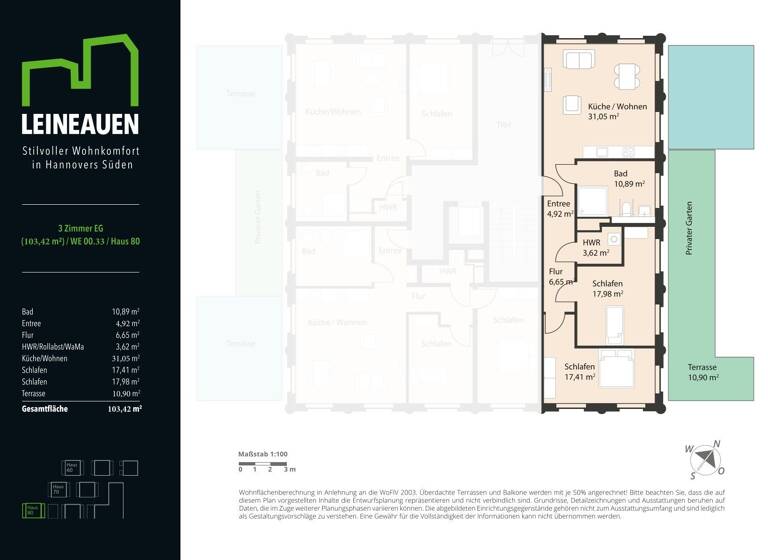 Terrassenwohnung zum Kauf - Neubau provisionsfrei 579.152 € 3 Zimmer 103,4 m²<br/>Wohnfläche EG<br/>Geschoss Hildesheimer Straße 448 Wülfel Hannover 30519