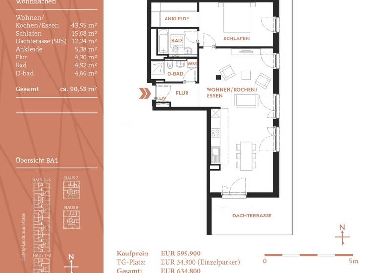 Wohnung zum Kauf 599.900 € 2 Zimmer 90,5 m²<br/>Wohnfläche 5.<br/>Geschoss Ludwig-Landmann-Straße 391 Bockenheim Frankfurt am Main 60487