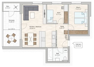 Terrassenwohnung zum Kauf provisionsfrei 429.000 € 3 Zimmer 63,8 m² 1. Geschoss Wollgrasweg 4 Rankweil 6830