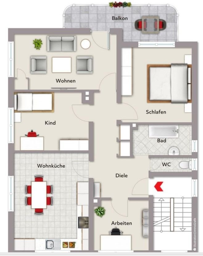 Wohnung zur Miete 1.400 € 4 Zimmer 100 m²<br/>Wohnfläche 1.<br/>Geschoss Hunsrückstr Nordenstadt - Ost Wiesbaden 65205