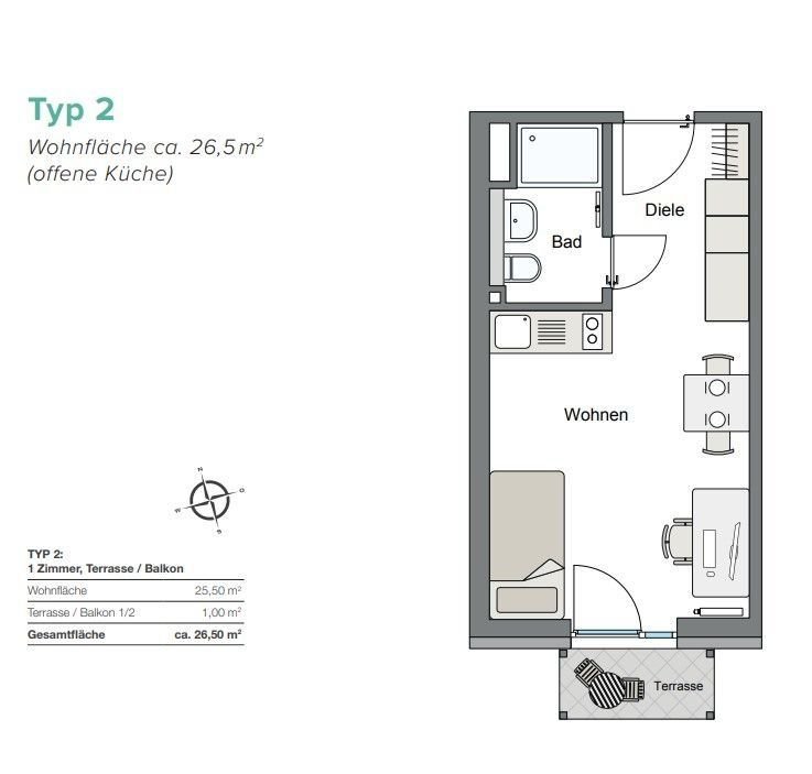 Wohnung zur Miete 595 € 1 Zimmer 26 m²<br/>Wohnfläche 3.<br/>Geschoss 01.12.2024<br/>Verfügbarkeit Zirbelstr. 53d Oberhausen - Nord Augsburg 86154