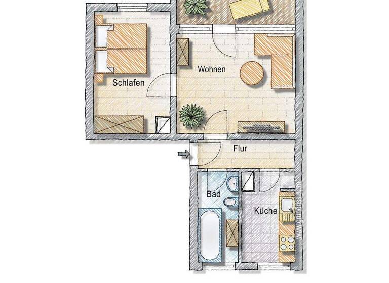 Wohnung zum Kauf 45.000 € 2 Zimmer 49 m² 3. Geschoss Weida Riesa 01587