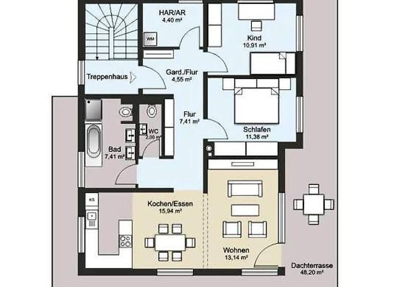 Penthouse zum Kauf 395.000 € 3 Zimmer 101,2 m²<br/>Wohnfläche Marsdorf Dresden 01108