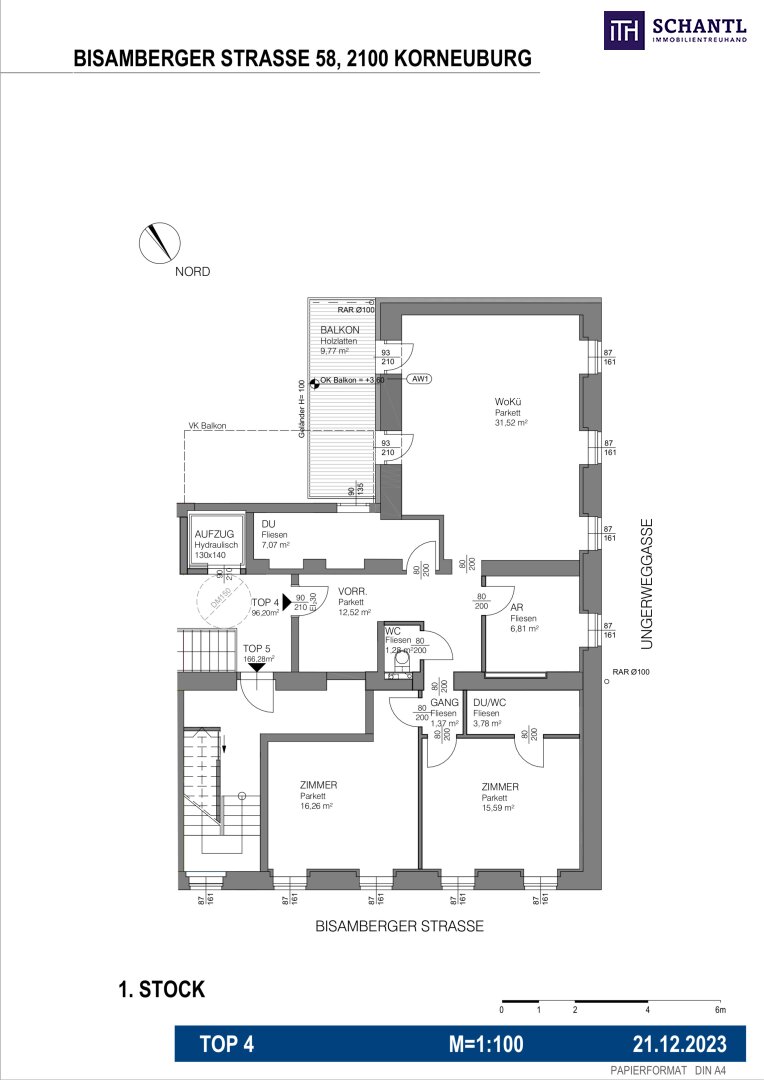 Wohnung zum Kauf 499.000 € 4,5 Zimmer 96,2 m²<br/>Wohnfläche 1.<br/>Geschoss ab sofort<br/>Verfügbarkeit Bisamberger Straße Korneuburg 2100