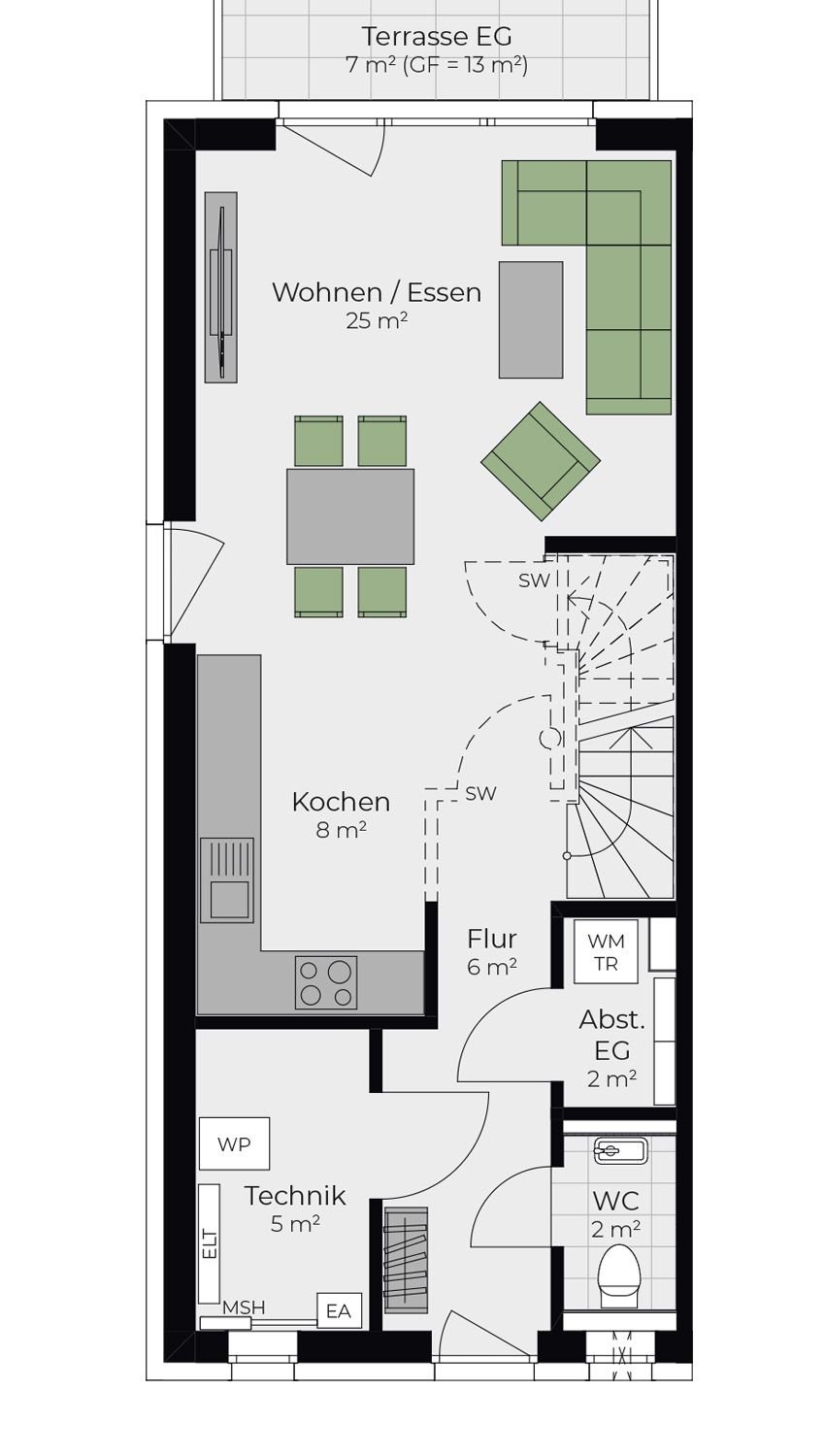 Reihenendhaus zum Kauf provisionsfrei 539.950 € 5 Zimmer 125 m²<br/>Wohnfläche 263 m²<br/>Grundstück Sonnenring Niederrodenbach Rodenbach 63517