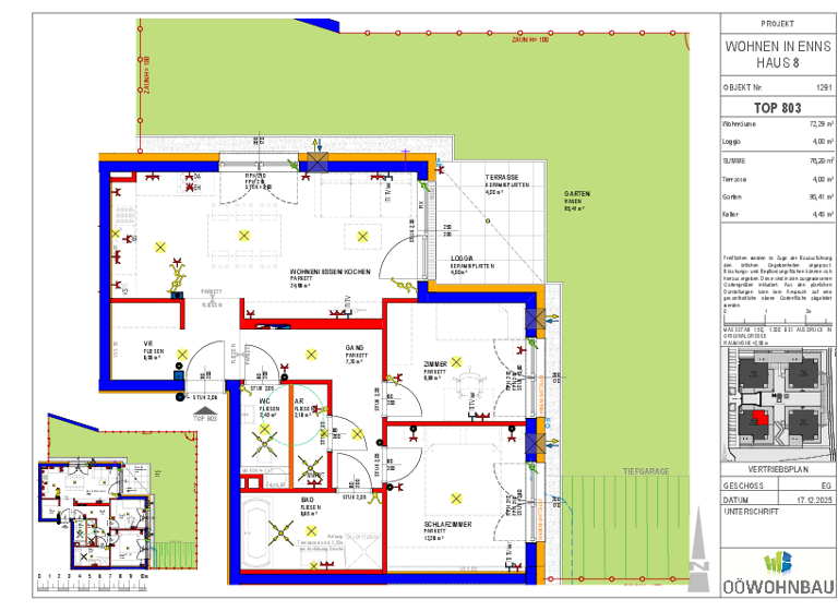 Wohnung zur Miete - Erstbezug 887 € 3 Zimmer 72,3 m² EG Kellner-Straße/Perausch-Straße Enns 4470