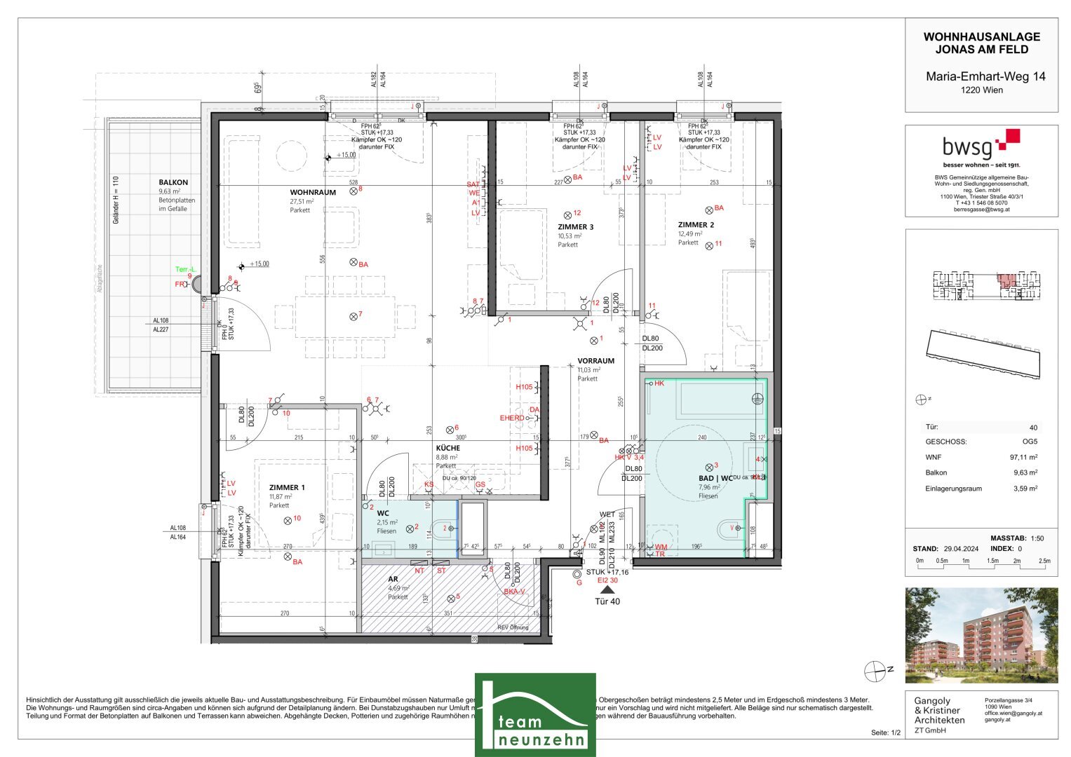 Wohnung zum Kauf 542.896 € 4 Zimmer 97,1 m²<br/>Wohnfläche 5.<br/>Geschoss 01.05.2025<br/>Verfügbarkeit Maria-Emhart-Weg 14 Wien 1220