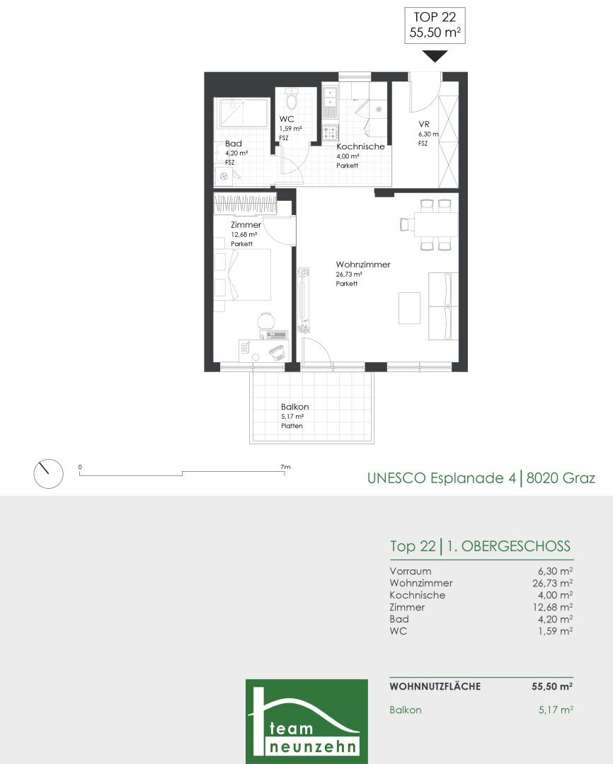 Wohnung zur Miete 502 € 2 Zimmer 55,5 m²<br/>Wohnfläche 1.<br/>Geschoss 01.03.2025<br/>Verfügbarkeit UNESCO-Esplanade 2-4 Eggenberg Graz 8020