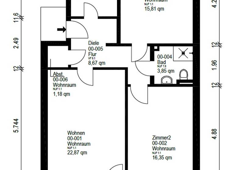 Wohnung zum Kauf provisionsfrei 184.950 € 3 Zimmer 79 m² 1. Geschoss Blumenthal Bremen 28779