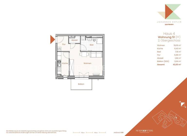 Studio zur Miete 699 € 1 Zimmer 42,2 m² 2. Geschoss frei ab 01.06.2026 Am Ährenfeld 4 St. Gertrud Lübeck 23564