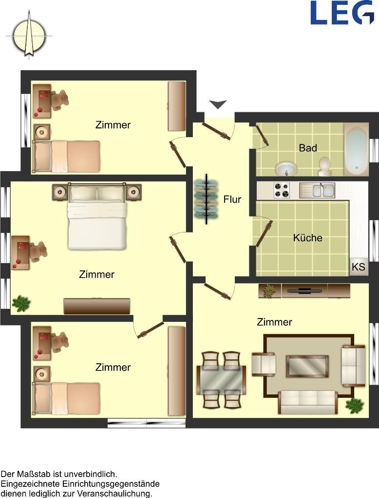 Wohnung zur Miete 524 € 3,5 Zimmer 67,6 m²<br/>Wohnfläche 1.<br/>Geschoss 25.01.2025<br/>Verfügbarkeit Mecklenburger Straße 2 Südliche Stadtmitte Ahlen 59229