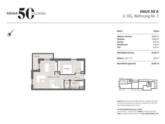 Wohnung zum Kauf - Erstbezug provisionsfrei 449.000 € 2 Zimmer 53 m² 2. Geschoss Römerstraße 50 A Gilching 82205