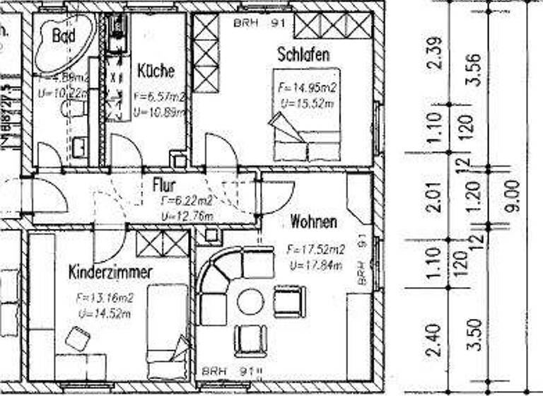 Wohnung zur Miete 345 € 3 Zimmer 61,4 m² 1. Geschoss Hohe Straße 13-15 Frankenberg 09669