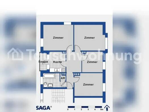 Wohnung zur Miete Tauschwohnung 600 € 3,5 Zimmer 82 m² 2. Geschoss Otterndorf Hamburg 21107