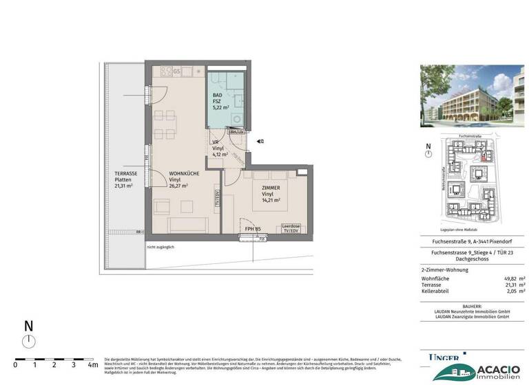 Studio zur Miete - Erstbezug 543 € 1 Zimmer 49,8 m² Pixendorf 3451