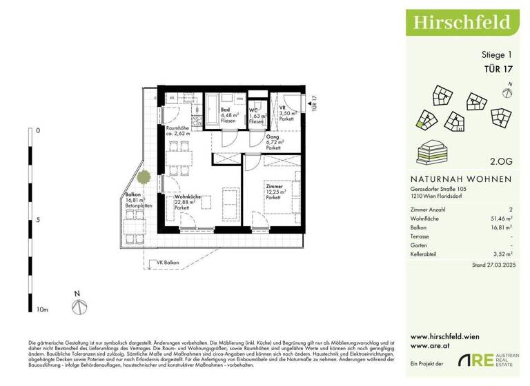 Wohnung zum Kauf - Erstbezug 315.000 € 2 Zimmer 51,3 m² 2. Geschoss Wien 1210