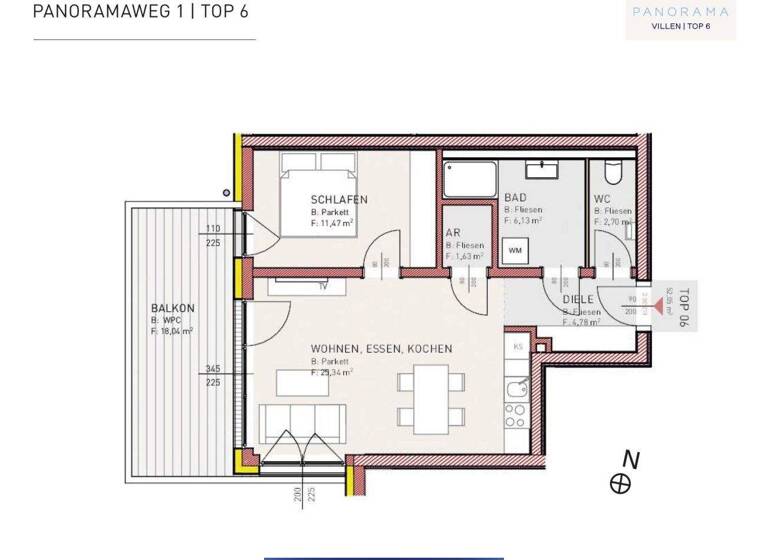 Wohnung zur Miete 529 € 2 Zimmer 52,1 m² 1. Geschoss frei ab 01.07.2026 Panoramaweg 1 Neumarkt im Hausruckkreis 4720