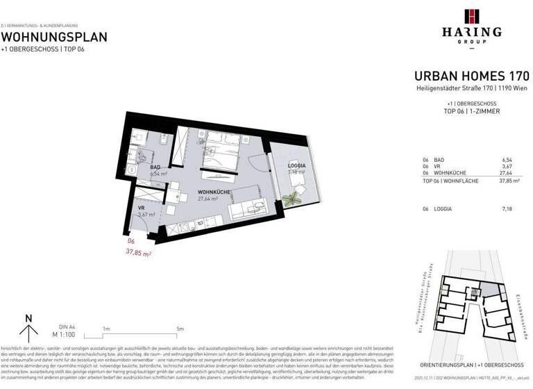 Studio zum Kauf - Erstbezug 269.500 € 1 Zimmer 37,9 m² 1. Geschoss Heiligenstädter Straße 170 Wien 1190