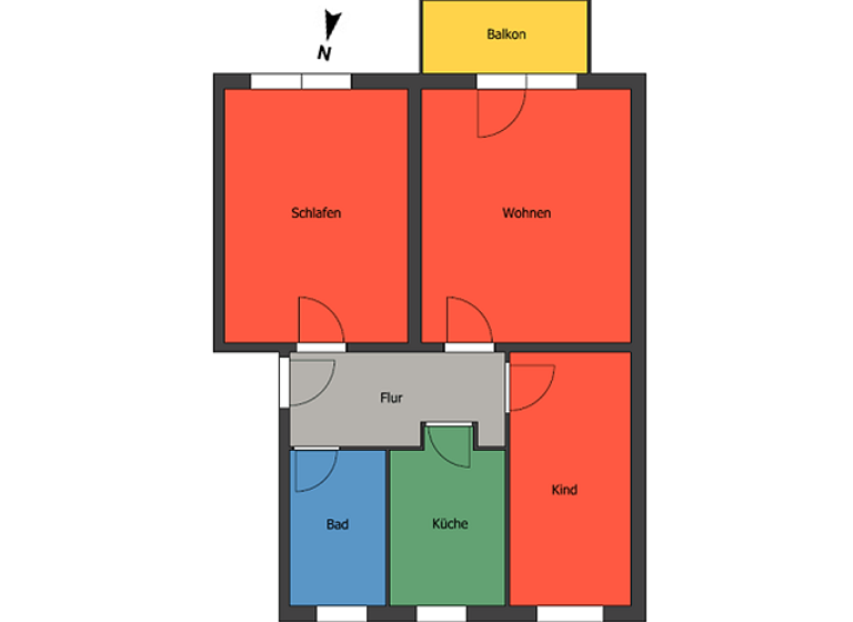 Wohnung zur Miete 410 € 3 Zimmer 58,5 m²<br/>Wohnfläche 2.<br/>Geschoss ab sofort<br/>Verfügbarkeit Loosestraße 16 d Meißen Meißen 01662