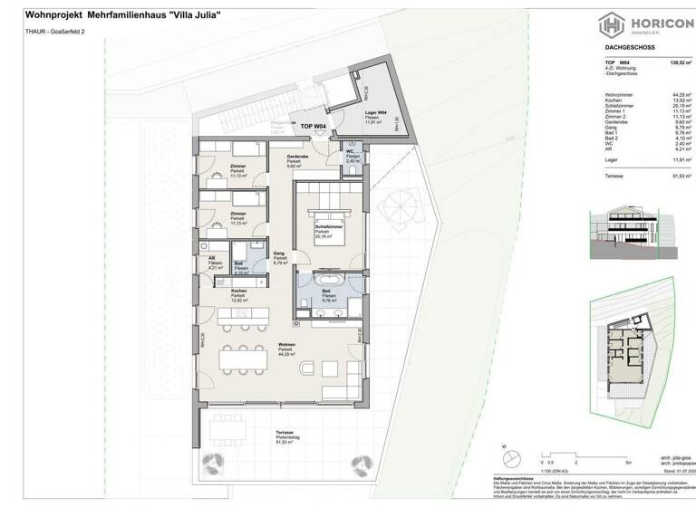 Penthouse zum Kauf 4 Zimmer 140,2 m² 3. Geschoss Thaur 6065