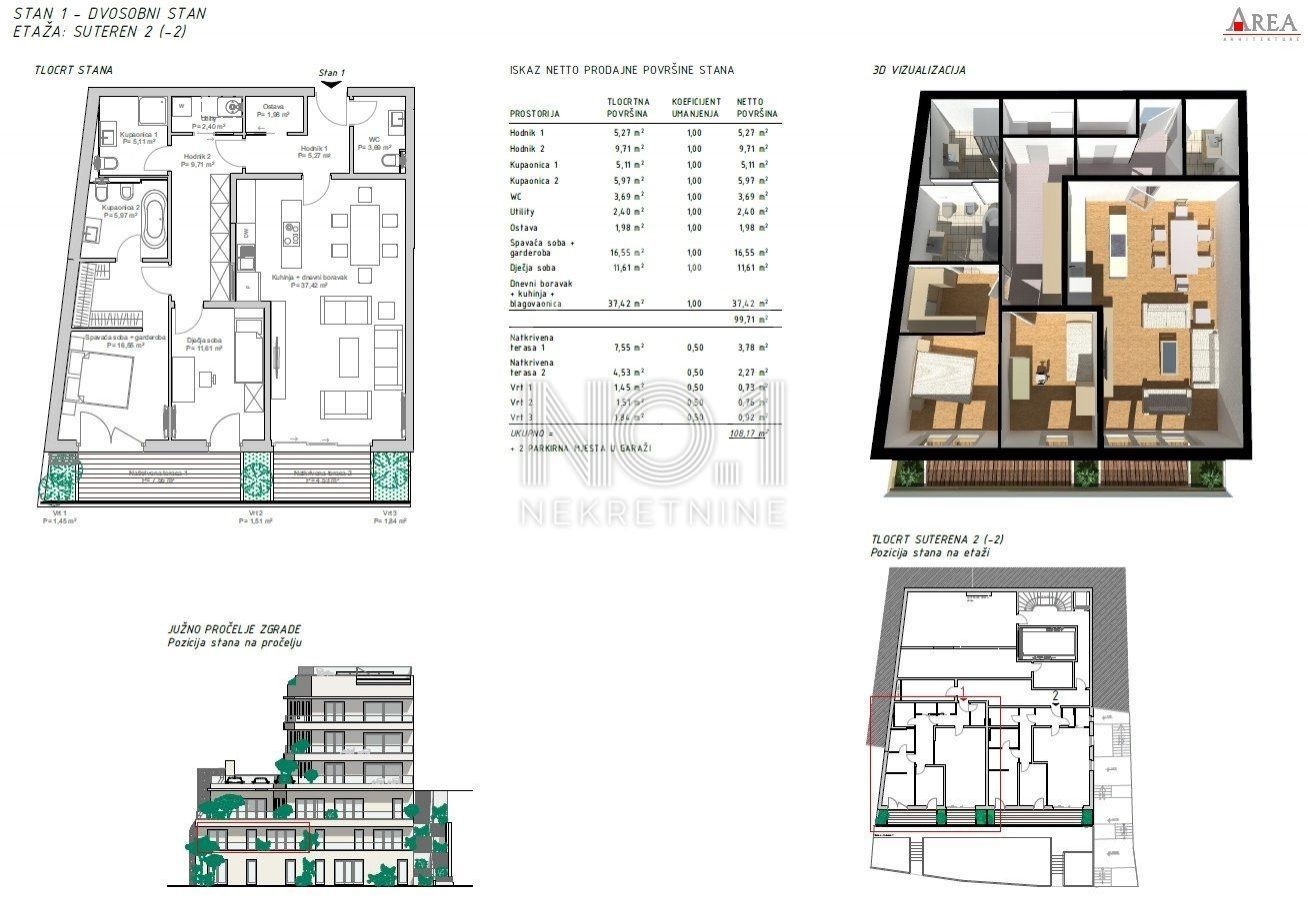 Wohnung zum Kauf 795.000 € 3 Zimmer 110 m²<br/>Wohnfläche 1.<br/>Geschoss Rijeka