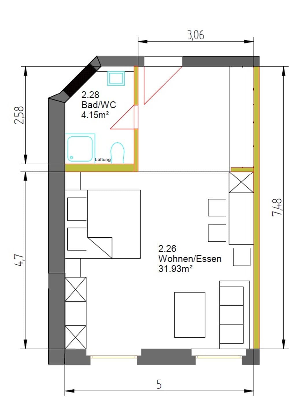 Wohnung zur Miete 235 € 1 Zimmer 36,1 m²<br/>Wohnfläche ab sofort<br/>Verfügbarkeit Spreetal Spreetal 02979