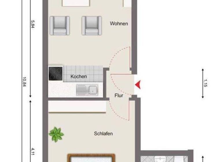 Wohnung zur Miete 630 € 2 Zimmer 41 m² EG frei ab sofort Friolzheim 71292