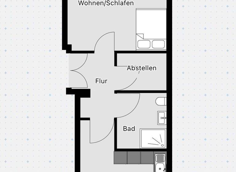 Studio zur Miete 280 € 1 Zimmer 38,6 m² EG Regensburger Straße 19 Radewell-Osendorf Halle 06132