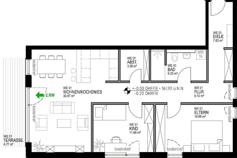 Wohnung zur Miete - Neubau 700 € 2 Zimmer 46 m² Hauptstr. 9 Neustadt Neustadt / Wied 53577
