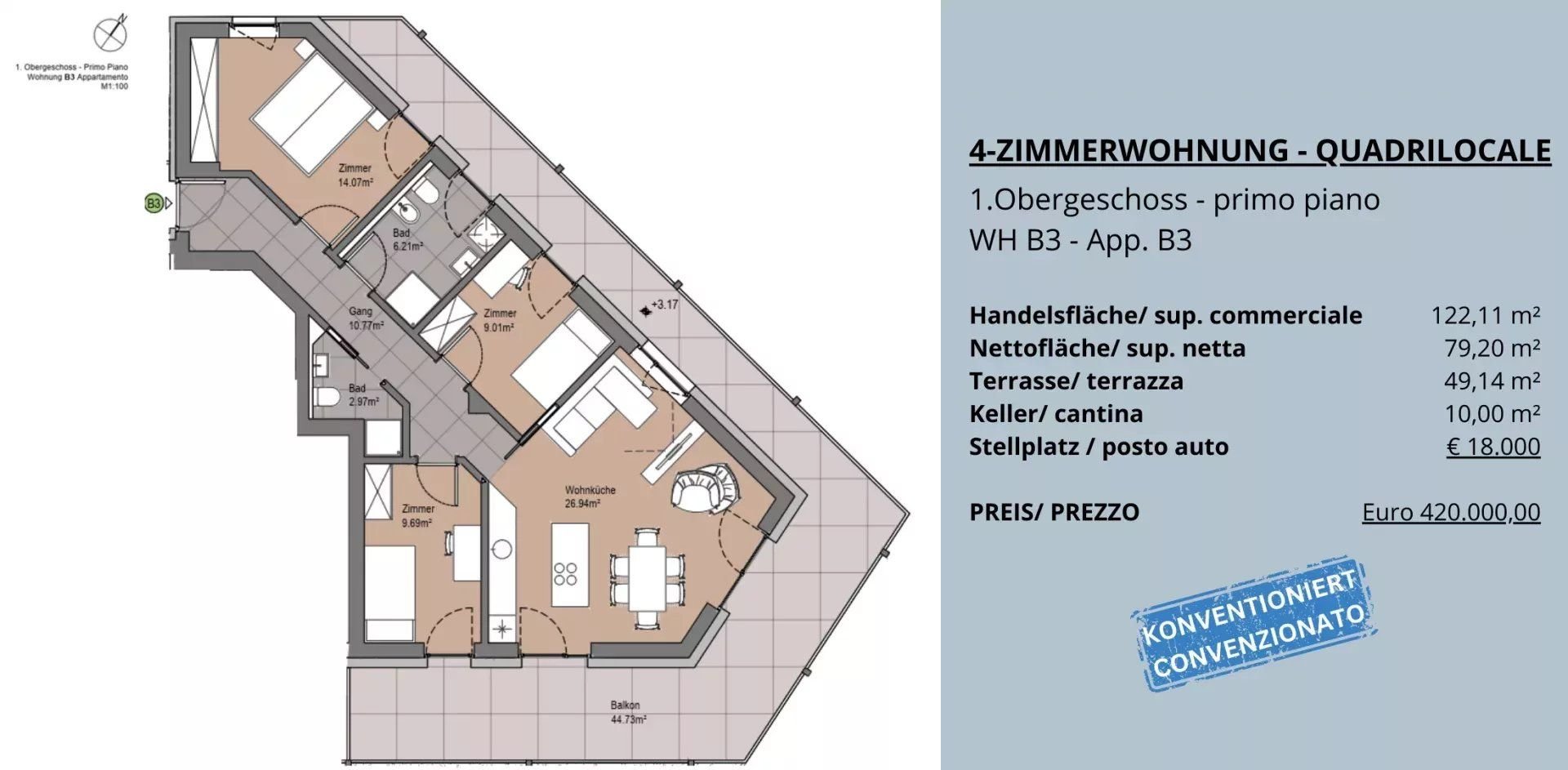 Studio zum Kauf 420.000 € 4 Zimmer 122 m²<br/>Wohnfläche 2.<br/>Geschoss Welschnofen 39056