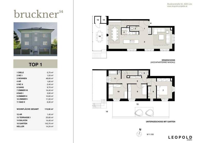 Maisonette zum Kauf provisionsfrei 739.000 € 4 Zimmer 116 m² frei ab 30.07.2027 Brucknerstraße 54 Waldegg Linz 4020