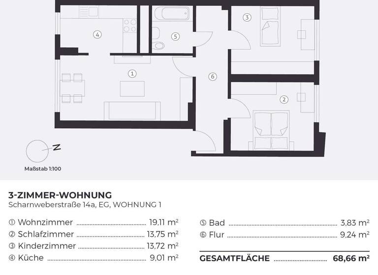 Wohnung zum Kauf provisionsfrei 310.900 € 3 Zimmer 68,7 m² EG Scharnweberstraße 14a Friedrichshain Berlin 10247