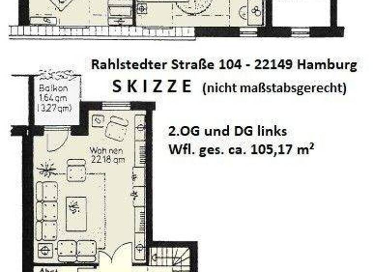 Maisonette zum Kauf 399.000 € 4,5 Zimmer 105,2 m² Rahlstedter Straße 104 Rahlstedt Hamburg 22149