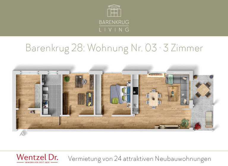 Wohnung zur Miete 1.659 € 3 Zimmer 89,6 m² EG frei ab 01.09.2026 Barenkrug 28 Farmsen-Berne Hamburg 22159