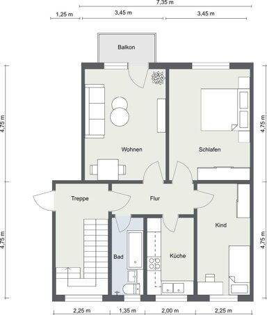 Wohnung zur Miete 420,70 € 3 Zimmer 60,1 m² 1. Geschoss Goethestr. 8 Lübbenau Lübbenau/Spreewald 03222