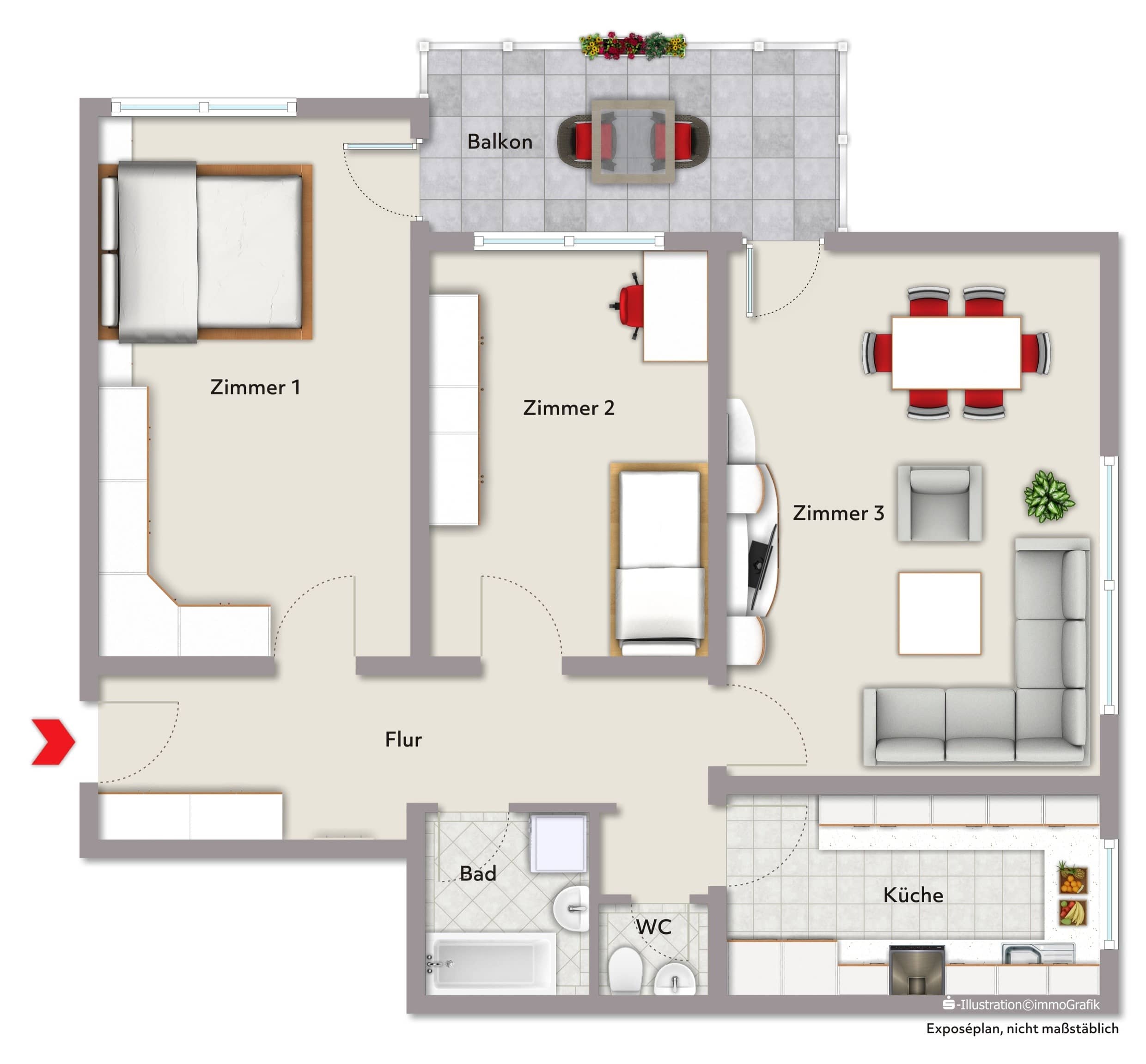 Wohnung zum Kauf 230.000 € 3 Zimmer 90 m²<br/>Wohnfläche 12.<br/>Geschoss Sindelfingen 1 Sindelfingen 71063