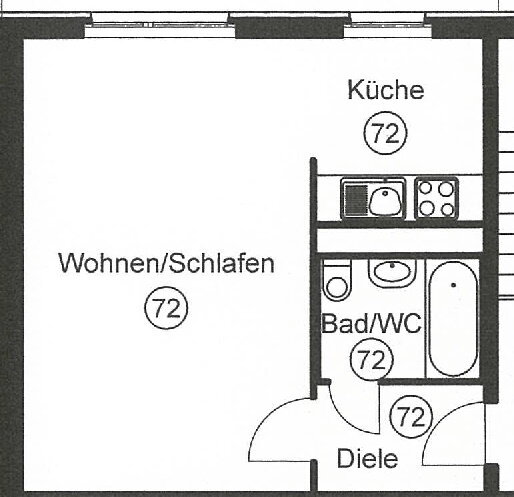 Wohnung zum Kauf 66.900 € 1 Zimmer 32 m²<br/>Wohnfläche 5.<br/>Geschoss Lausen-Grünau Leipzig 04207