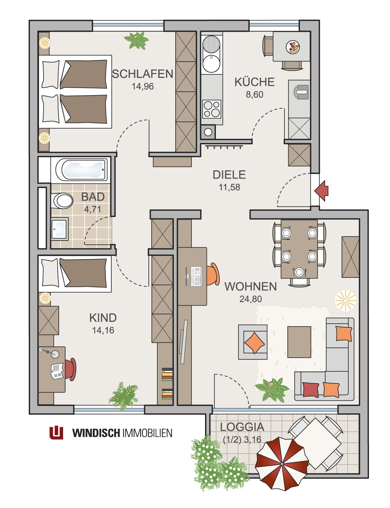 Wohnung zur Miete 984 € 3 Zimmer 82 m²<br/>Wohnfläche 2.<br/>Geschoss Fürstenfeldbruck Fürstenfeldbruck 82256