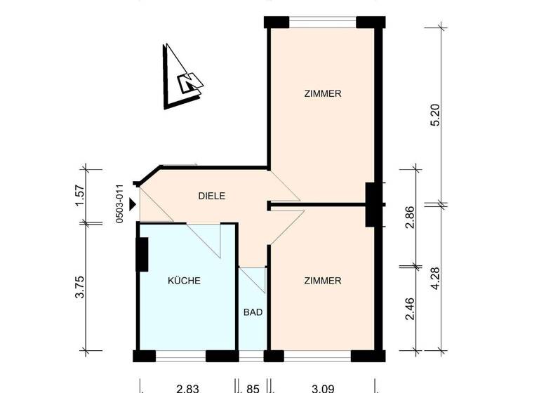 Wohnung zur Miete 454 € 2 Zimmer 48,6 m² 1. Geschoss frei ab 01.05.2026 Hebbelplatz 6 Elmshorn 25336