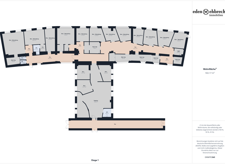 Praxisfläche zur Miete provisionsfrei 13,50 € 23 Zimmer 502,2 m² Bürofläche Innenstadt Oldenburg 26122