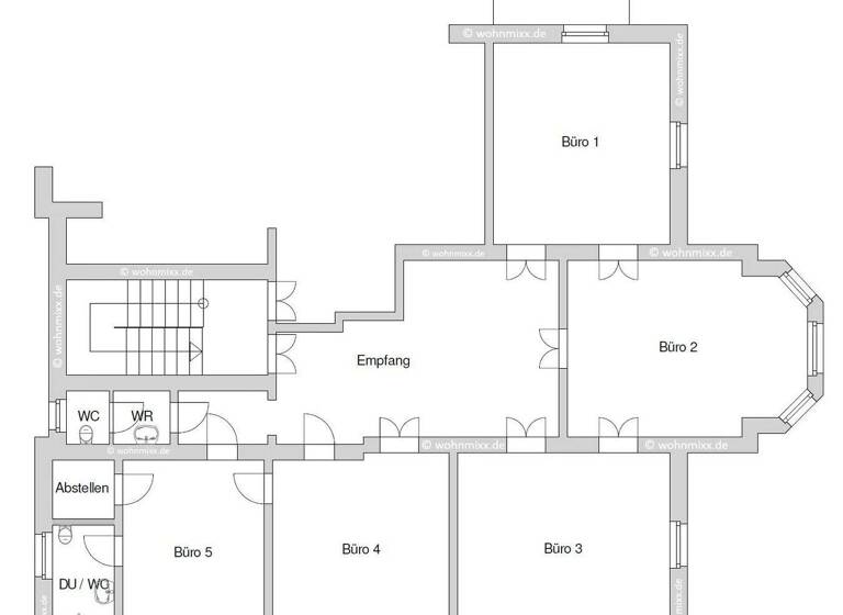 Bürofläche zur Miete provisionsfrei 6,55 € 5 Zimmer 190 m² Bürofläche Weststraße 17 Kaßberg Chemnitz 09112