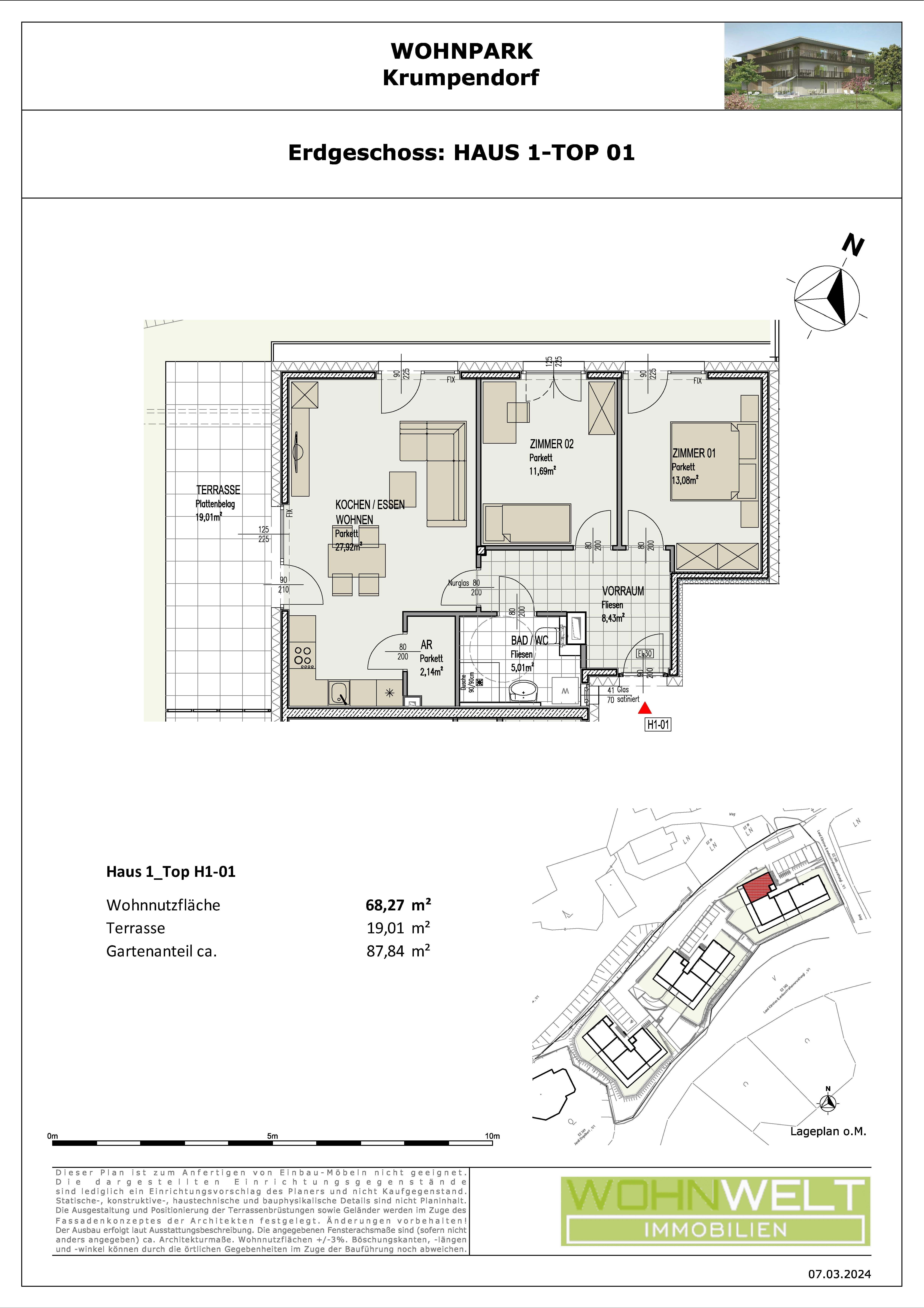 Wohnung zum Kauf provisionsfrei 399.980 € 3 Zimmer 68 m²<br/>Wohnfläche EG<br/>Geschoss Innere Stadt Klagenfurt(Stadt) 9020