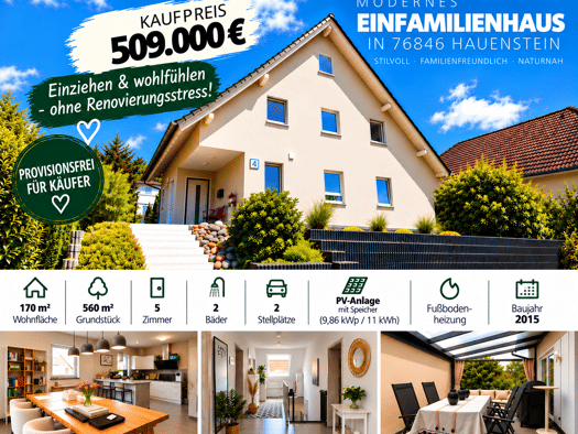 Einfamilienhaus zum Kauf provisionsfrei 509.000 € 5 Zimmer 170 m² 170 m² Grundstück frei ab sofort Hauenstein 76846