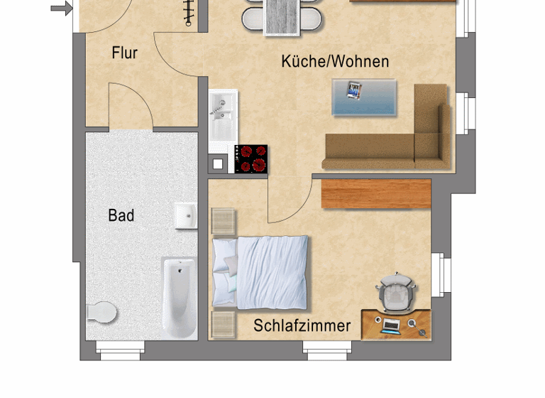 Wohnung zur Miete 689 € 2 Zimmer 49,1 m² 2. Geschoss frei ab 01.06.2026 Ludwig-Kugelmann-Straße 12 Großzschachwitz Dresden 01259