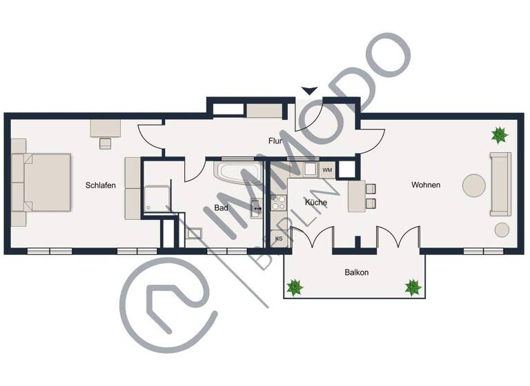 Wohnung zum Kauf 465.000 € 2 Zimmer 80 m² 1. Geschoss Johannisthal Berlin 12487
