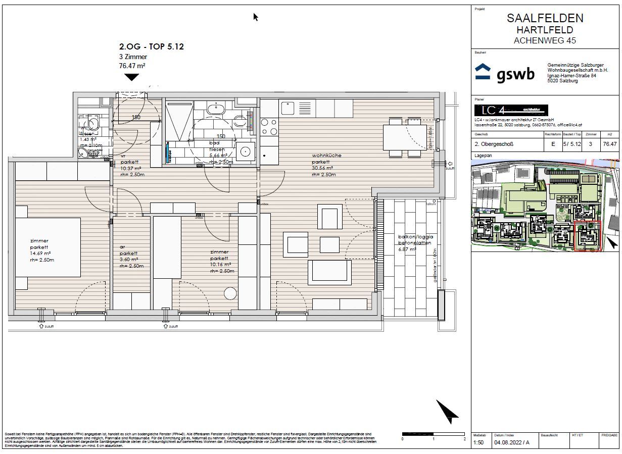 Wohnung zum Kauf provisionsfrei 499.470 € 3 Zimmer 76,5 m²<br/>Wohnfläche 2.<br/>Geschoss Achenweg 45 Saalfelden am Steinernen Meer 5760